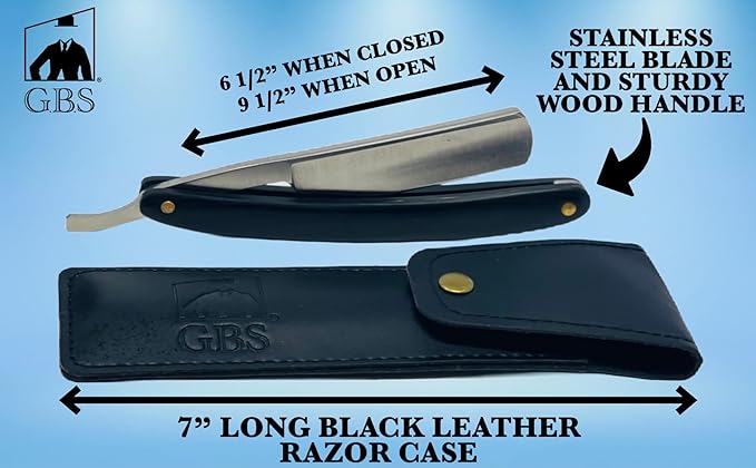 GENTS Professional Straight Razor Shaving Kit - Complete 7-Piece Gift Set with Leather Strop & Ceramic Bowl