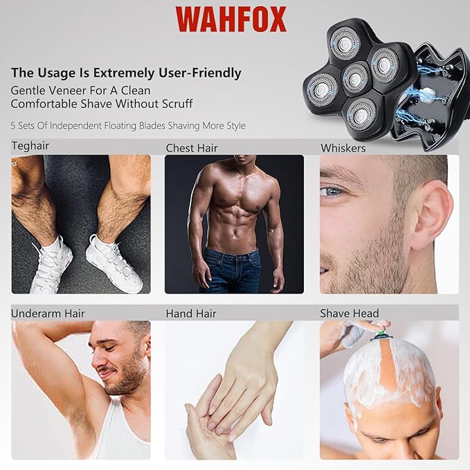 Universal 5 Blades Magnetic Head Shaver replacement Blades Compatible with FREEDOM BIRD shaver 5 blade head shaver replacement heads