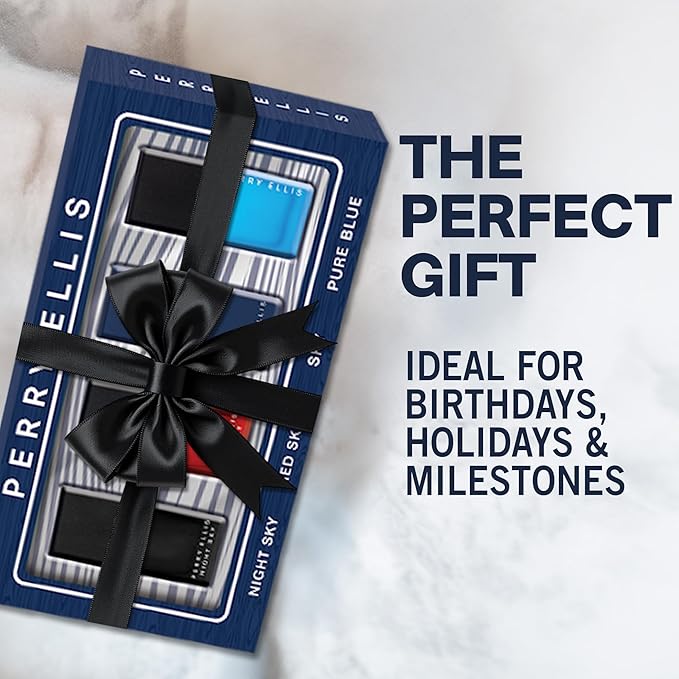 Perry Ellis Men's 4-Piece Mini Set - Cologne for Men, Mens Cologne Gift Sampler Set, EDT, Perfume Samples, Travel Size - Night Sky, Red Sky, Sky, Pure Blue - 0.25 fl oz (Pack of 4)