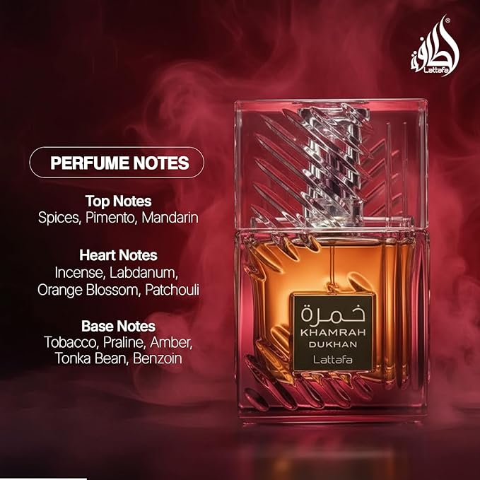 Lattafa Khamrah Dukhan for Unisex Eau de Parfum Spray, 3.4 Ounce / 100 ml