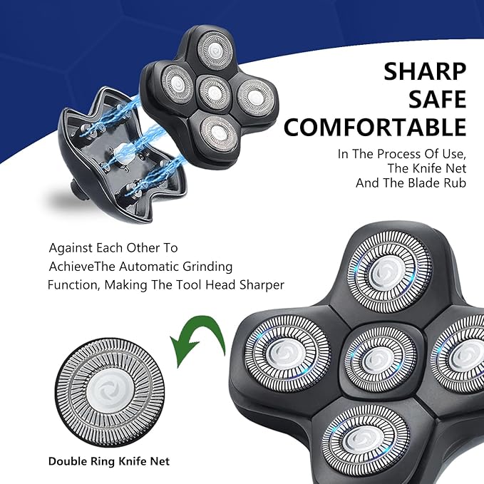 WAHFOX 5 Blades Magnetic Shaver Replacement heads for SKULL SHAVER HEAD SHAVER