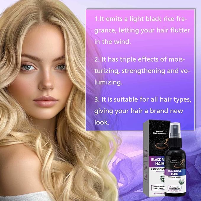 2-Pack Black Rice Water Spray, Organic Black Rice Water Hair Serum Spray – Repairs Damage, Dry Hair, Reduces Hair Loss & Boosts Thickness for Longer, Fuller Hair (2 x 100ml)