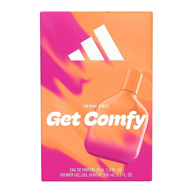 adidas Vibes Get Comfy Giftset 1 fl oz EDP + 3.4 fl oz Shower Gel, Notes of Amber Floral, Mandarin, and Vanilla, Unisex Fragrance, Long Lasting, Sporty Fragrance, Travel Size