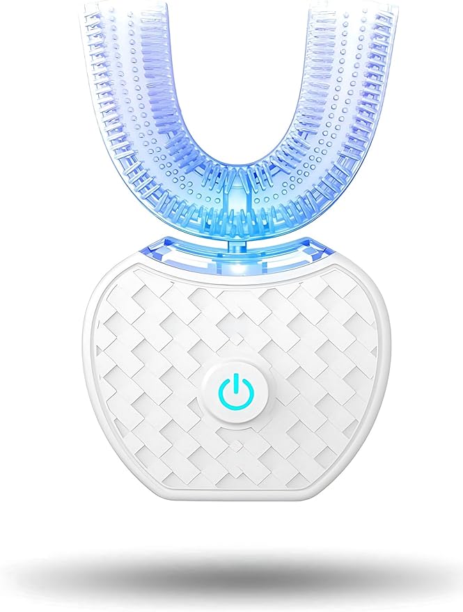 Aimery Automatic Toothbrush U Shaped Toothbrush for Adults 360° - Ultrasonic U-Automatic Toothbrushes for Teeth Whitening - Wireless Charging & LED Light - Waterproof IPX7 Certified