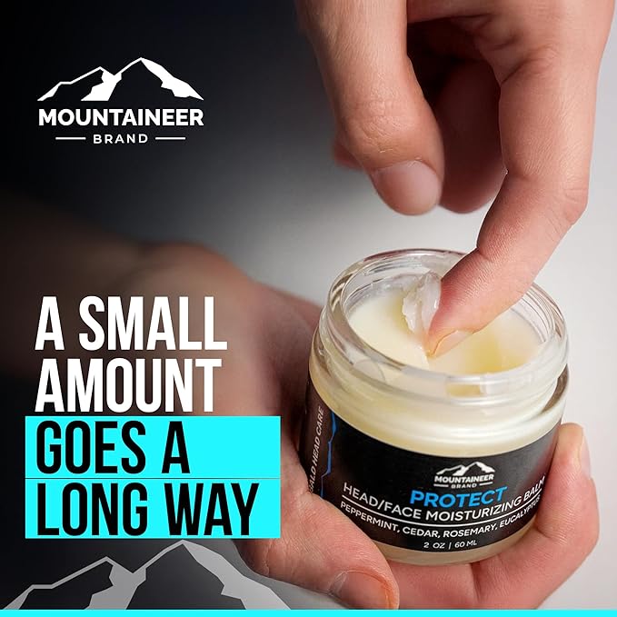 Mountaineer Brand Natural Moisturiser with Fresh & Natural Scent | Bald Head Care for Men | Non-Greasy Scalp and Face Balm | Made in West Virginia | Protect | 2oz