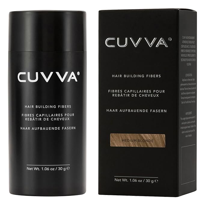 CUVVA Hair Building Fibers (30g) - Instantly Fill in Fine and Thinning Hair to Create a Thicker, Fuller Look - 10 Different Shades for Men & Women - Medium Blonde