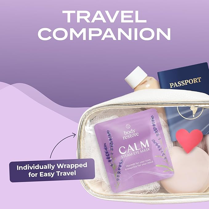 Body Restore Self Heating Warm Compress for Dry Eyes 5 Pack - Heated Eye Mask for Fast Relief, Birthday Gifts for Women, Men, Travel Essentials, Stye Eye Treatment, Eye Patch, Relaxation - Lavender