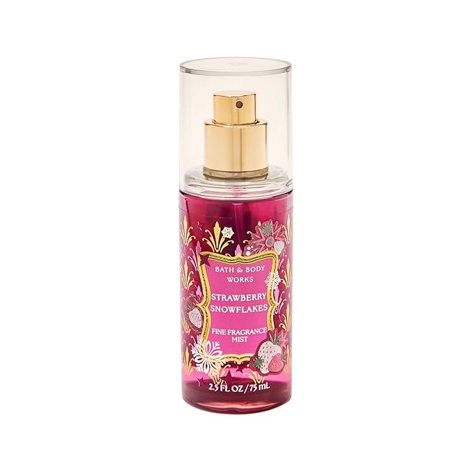 Bath and Body Works Strawberry Snowflakes Fine Fragrance Mist Travel Size Mini Purse Spray 2.5 Ounce (Strawberry Snowflakes)