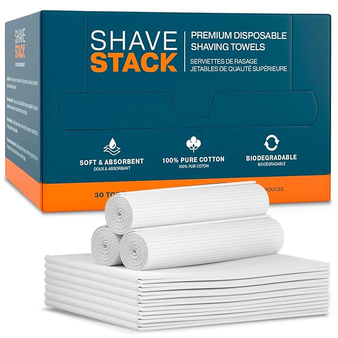 100% Cotton Shaving Towels for Men - 90 Ct, 12 x 10” - Super Soft Face Towel for Drying Face, Disposable Dry Wipes & Wash Cloths in One, Ideal Shaving Kit Accessory & Barber Supplies