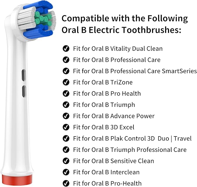 Replacement Toothbrush Heads with Precision Cleaning, 12 Pack with Color-Coded Rings for Family – Compatible with Oral-B Braun, Fits 7000/Pro 1000/500/3000 Series – Medium Stiffness
