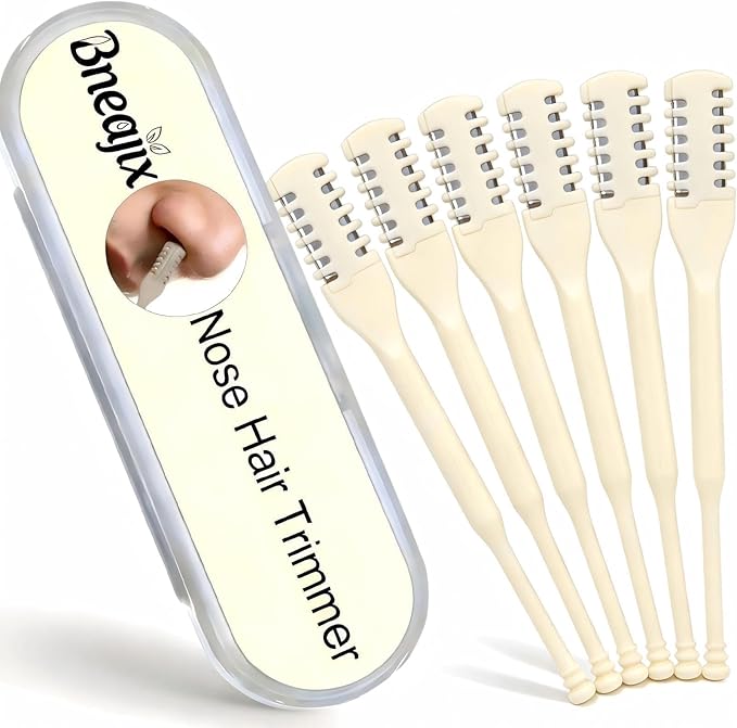 6PCS Ear and Nose Hair Trimmer, Double-Sided Nose Hair Cutter Trimmer Upgrade, Portable 360 Degree Rotating Manual Nasal Hair Scissors for Women and Men, 2-in-1 Recortadora De Pelo De Nariz