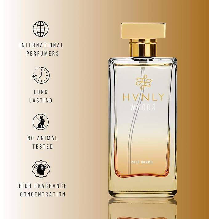 HVNLY Woods EDP | Cologne for Men | An Ideal Gift | Premium, Strong & Long Lasting Fragrance | Sandalwood, Oudh, Musk & Spices | Ideal Perfume for Office Wear & Day Wear | 1.0 Fl.Oz