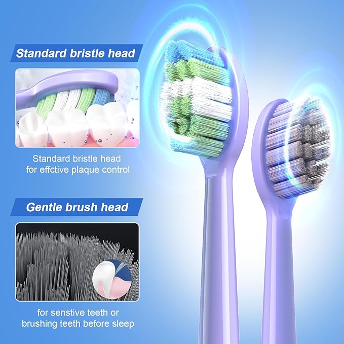 JTF Sonic Electric Toothbrush for Adults: 5 Modes with Smart Timer for Deep Cleaning & Whitening, 2 Brush Head Types for Sensitive Teeth, Gums & Braces, Travel-Friendly Case and Wireless Charging Base