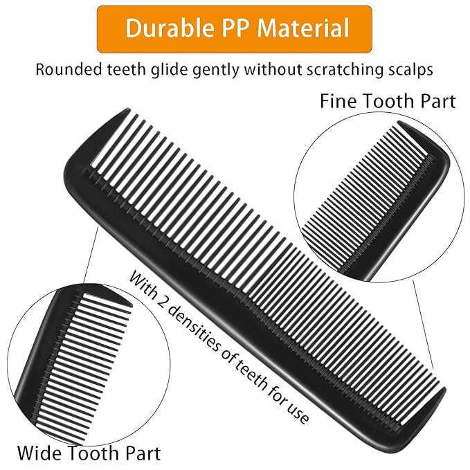 50pcs Hair Combs Bulk, Individually Wrapped, Black Pocket Hair Comb Set Fine Tooth Dressing for Women/Men, Travel, Hotel, Airbnb, Operation Christmas Child Shoeboxes, Homeless, Shelter, Charity