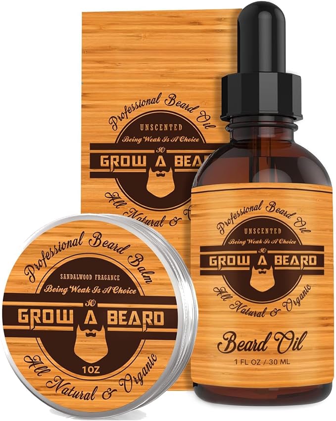Beard Straightener Grooming Kit for Men, Beard Growth Kit, Wash, Brush & Comb, Unscented Growth Oil, All Natural Sandalwood Balm, Conditioner, Razor & Scissors, Great Gift Idea for Men's (Bamboo)