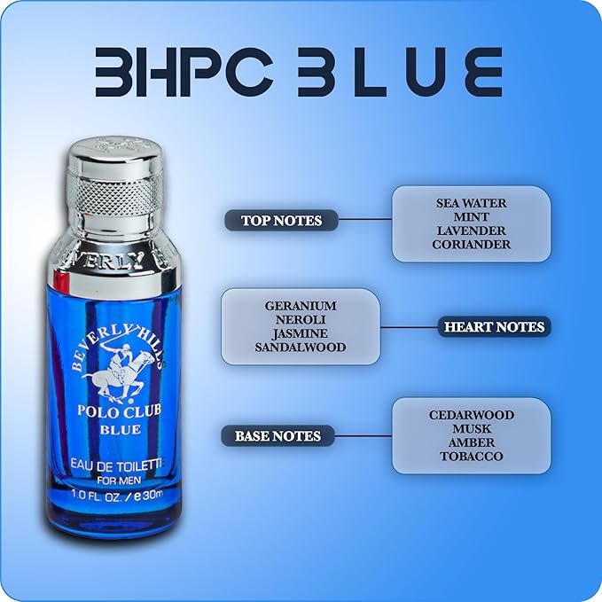 Beverly Hills Polo Club Men's Fragrance Gift Set - 3-Piece Long-Lasting Eau de Toilette Collection - Blaze, Blue, Sexy Scents - Affordable Luxury Cologne for Him