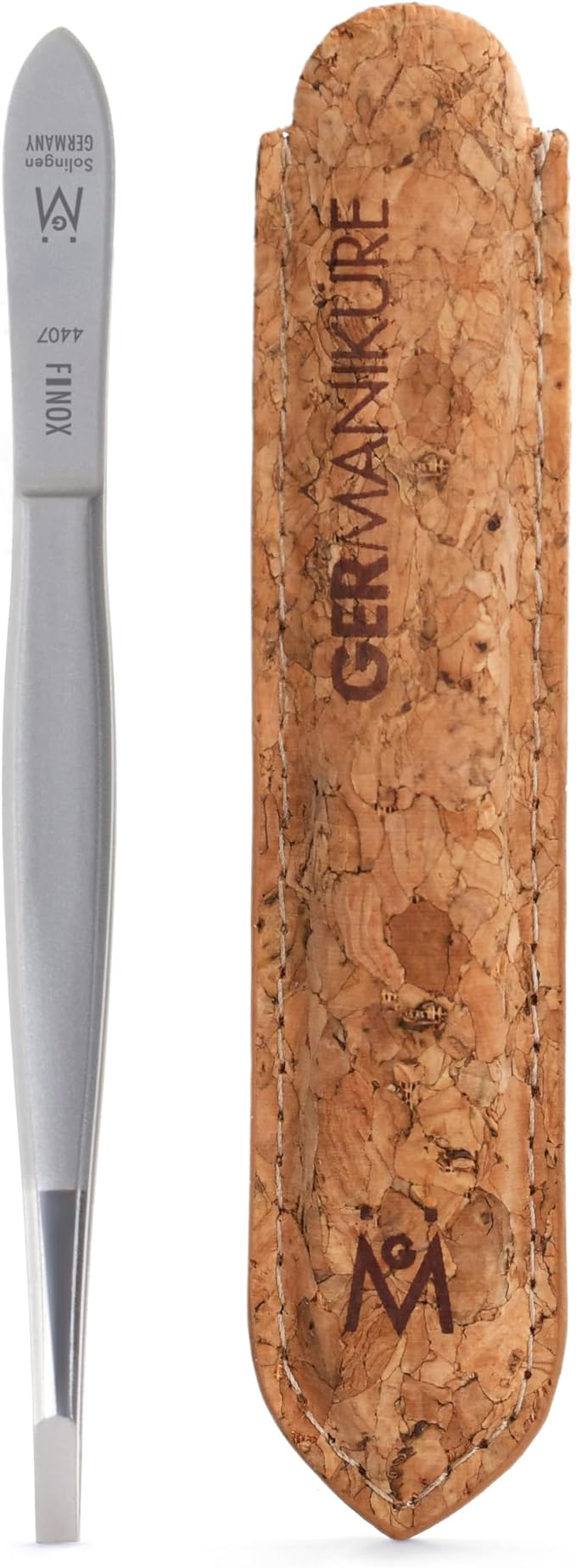 GERMANIKURE Straight Tweezers in Cork Case - Made in Solingen Germany