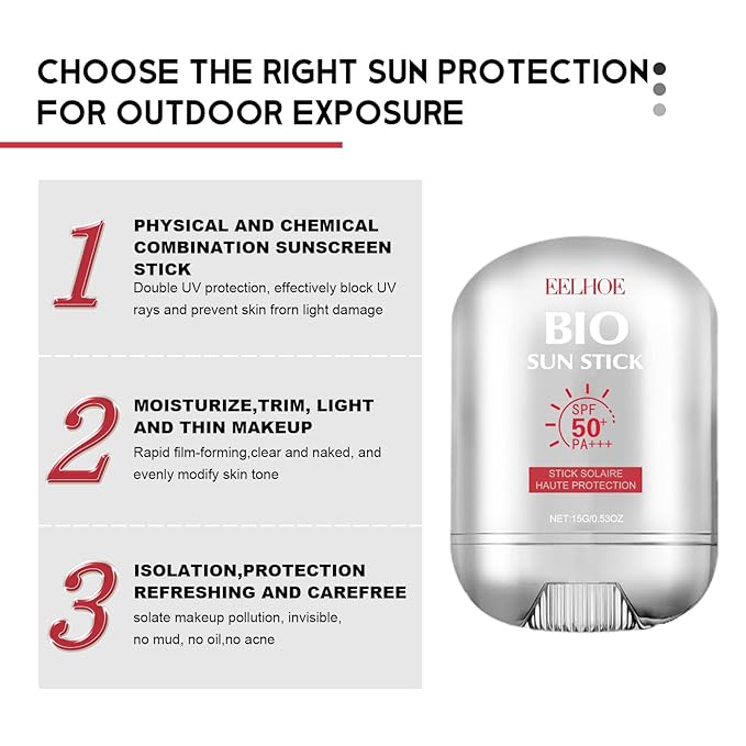 2 Pcs Bio Sun Stick SPF50, Unisex Beach Defense Water-Resistant Sunscreen Stick, Refreshing Non Greasy, Easy to Apply