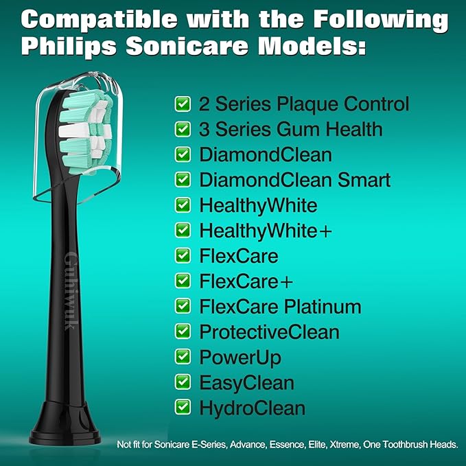 Toothbrush Heads for Philips Sonicare Replacement Heads, Replacement Brush Head Compatible with Phillips Sonicare Click-on 4100 5100 Electric Toothbrush, 10 Pack, Black