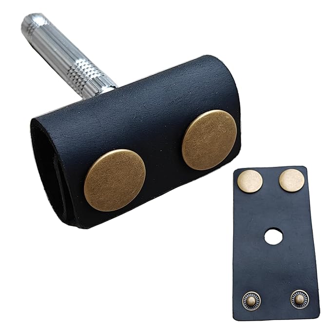 Handmade leather Double Satety Edge Razor Head Protective Sheath For men, Leather Shaving Travel Cover Fits Most Safety Razors (Black)