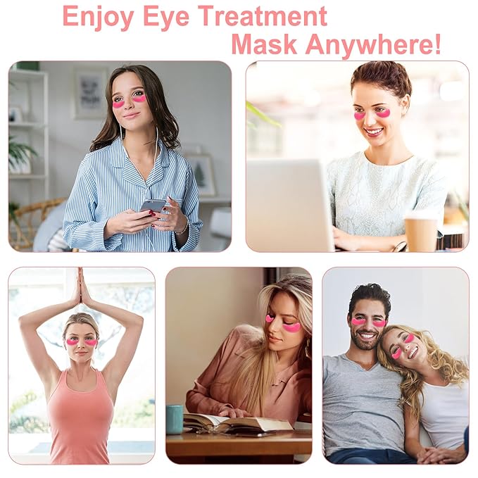 LAVONE Eye Mask - 15 Pairs Rose Under Eye Patches Skin Care Products - Eye Masks Skincare for Dark Circles and Puffiness, Reduce Wrinkles, Eye Bags and Fine Lines, for Women and Man, with Hair Clips