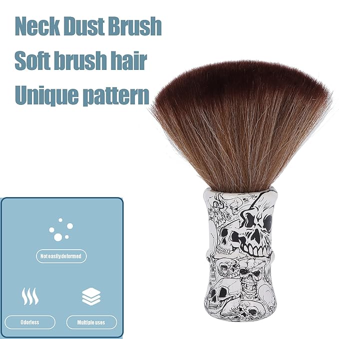 Barber Brush Neck Duster, Hair Shaving Brush Soft Nylon Broken Hair Shave Brush with Wooden Handle for Men