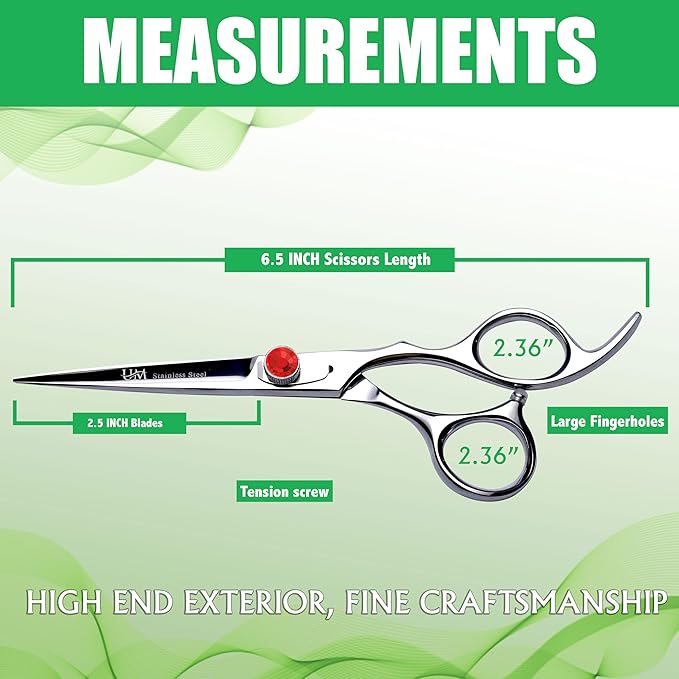UM Supplies Scissors 6.5 | Premium Barber Shears For Hair Cutting | Multiple Purpose Cutting Scissors | Haircut Scissors For Salon I Women | Mens | kids I Pets | Silver-Red