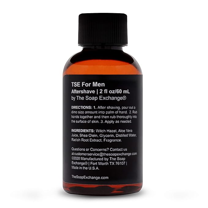 TSE for Men Soothing Aftershave - Espresso - Natural Ingredients for a Healthy Post Shave. Reduce Razor burn with Aloe Vera. Hand Crafted 2 fl oz / 60 ml Made in the USA.