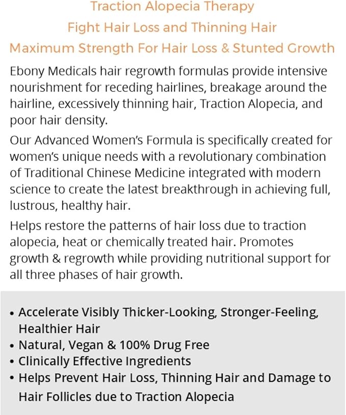 Ebony Medical Hair Support Supplement for Women of Color – Thinning Hair & Traction Alopecia Support – Keratin Boost, Follicle Nourishment, and Hair Strength Vitamins – 30-Day Supply