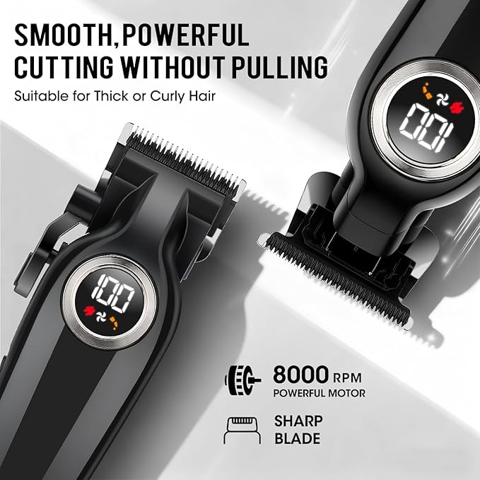 Professional Hair Clippers for Men,Cordless Barber Clippers and Trimmers Set with LED Display, Rechargeable Mens Electric Beard Trimmer,Self Haircut Fade Kit & Clipper Oil
