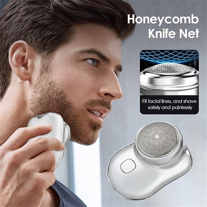 Mini Shaver Portable Electric Shaver, 2023 New Pocket Shave, Magic USB Mini Razor for Men, Rechargeable Travel Razors Men Shaving Face, Silver, 3.94×3.58×1.93 Inch, 1.0 Count
