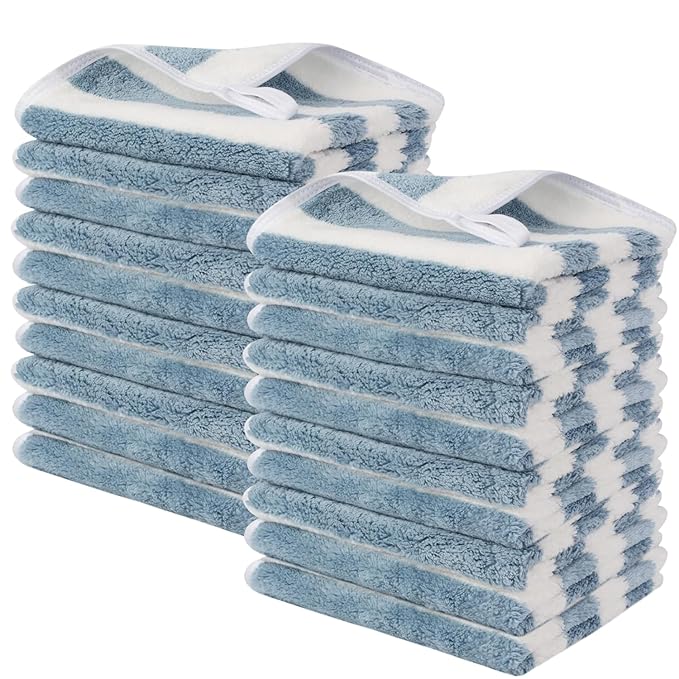 SINLAND Microfiber Facial Cloths Fast Drying Washcloth 12inch x 12inch Absorbent Face Wash Cloth Soft Makeup Remover Cloths