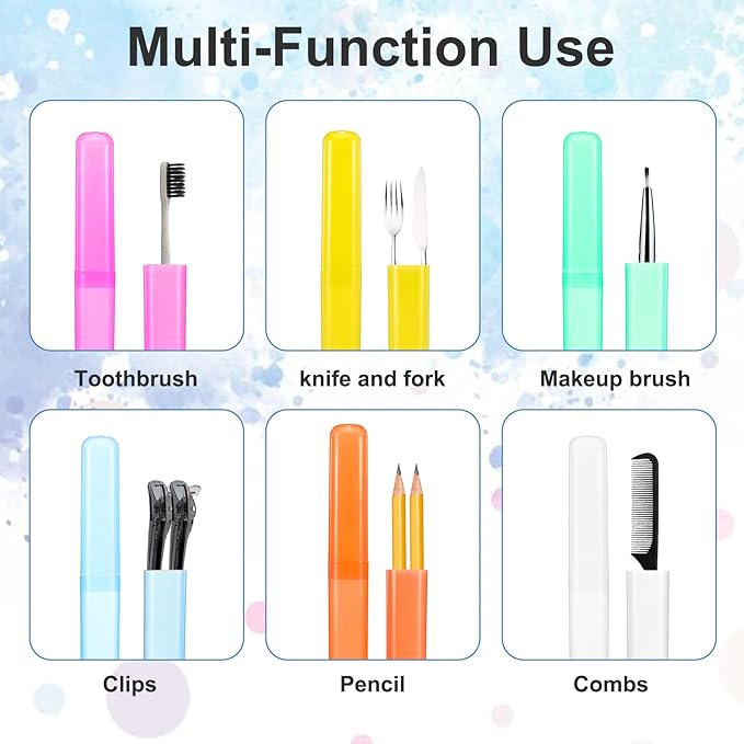 60 Pcs Toothbrush Travel Case, Premium Tooth Brush Holder with 6 Assorted Colors Transparent Frosted Plastic Protector Covers, Portable Storage for Traveling Camping Home School Business Use