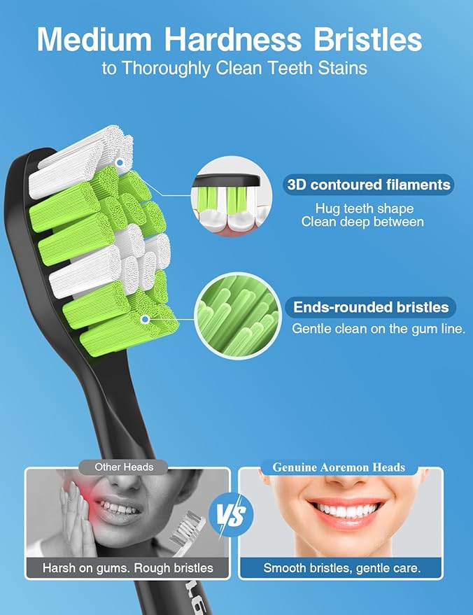 Replacement Toothbrush Heads for Philips Sonicare W C2 Electric Toothbrush Heads Compatible with Sonicare 4100 5100 5300 6100 C1 G2 Snap-on Electric Tooth Brush Handle, 8 Count, Black