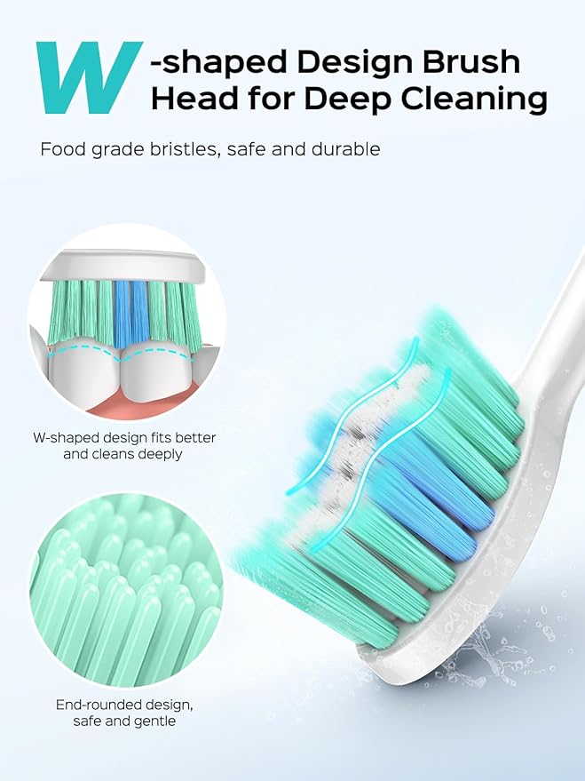 COSLUS Sonic Electric Toothbrush for Kids & Adults C40(DY-108Pro): 47000 VPM for Deep Cleaning with Travel Case - 5 Modes for Sensitive Teeth & Braces, Wireless Charging, 6 Brush Heads, White (1PC)