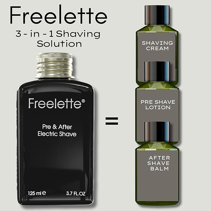 Pre Electric Shave After Shave Lotion Cream - Close Shave Balm - Smooth Irritation Free Shaving - Cooling Pre and Post Shave Balm. Freelette (MINT/BERGAMOT) 3.76 FL.OZ