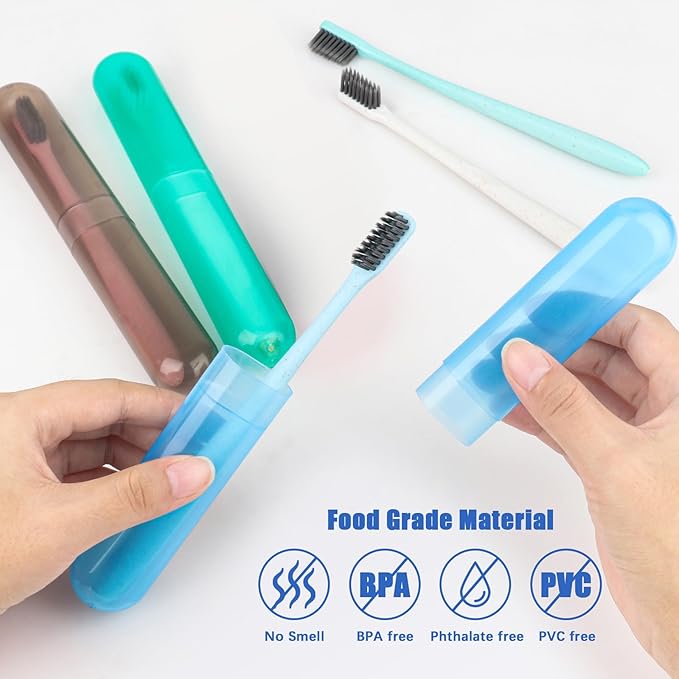 6 Pack Travel Toothbrush Case Breathable Portable Toothbrush Holder Plastic Toothbrush Cover Container for Couples Valentine Gifts, Traveling, Bathroom, School, Home, Business, Camping