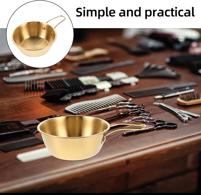 Men Shaving Soap Bowl with Gold Handle, Large Stainless Steel Shave Foam Mixing Mug for Wet Shaving and Beard Grooming