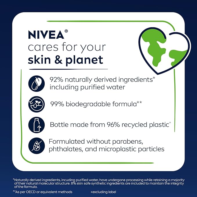 NIVEA MEN Sensitive Body Wash with Bamboo Extract, Moisturizing Body Wash for Sensitive Skin, Soap Free Shower Gel for Men with No Drying Alcohol, 30 Fl Oz Bottle
