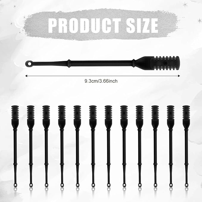 12pcs 2 in 1 Nasal Hair Cutter, 360 Rotating Nose Hair Trimmer for Men Women Double Sided Nose Hair Cleaner with Ear Picker Portable Manual Nostril Hair Removal Tool (Black)