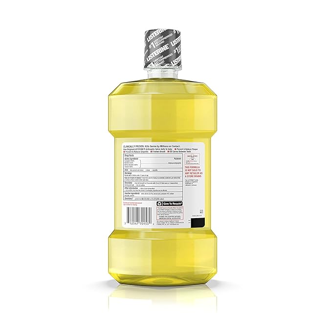Listerine Original Intense Antiseptic Oral Care Mouthwash to Kill 99.9% of Germs that Cause Bad Breath, Plaque and Gingivitis, ADA-Accepted Mouthwash, Intense Original Flavored Oral Rinse, 1.5 L