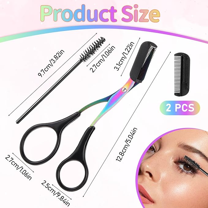 Stainless Steel Eyebrow Scissors with Comb Eyebrow Trimmer Scissor 2 in 1 Professional Eyebrows Scissors Non-Slip Eye Brow Removal Unisex Black Eyebrows Cutter Eye Brow Shaper Makeup Tool