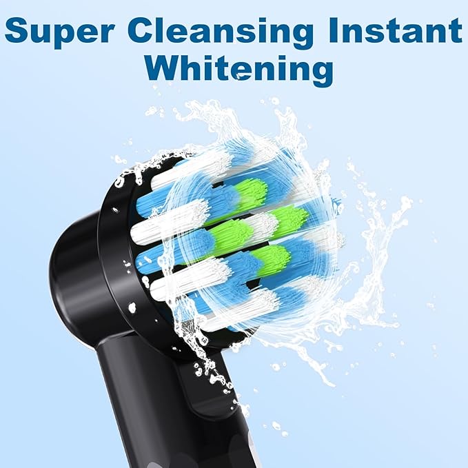 8 Pcs Replacement Toothbrush Heads Compatible with Braun Oral B Pro 1000/7000/9600, Precision Senesitive Brush Heads Compatible with Oral B Genius X and Smart 1500 Electric Toothbrush (Black+White)