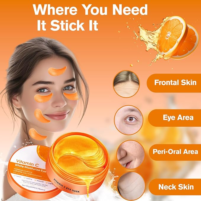 Eye Gel Patches 60 PCS, Antioxidant and Brightening, Collagen Eye Mask, Eye Masks for Puffy Eyes, Improve Dark Circles and Puffiness, Suitable for Both Men and Women