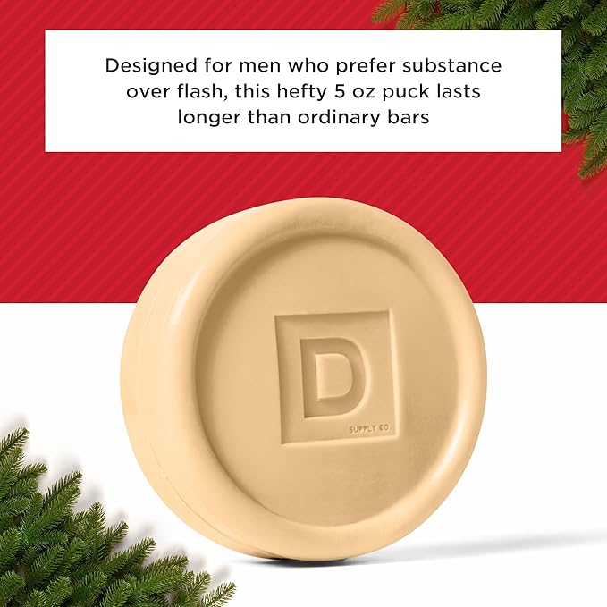 Duke Cannon Holiday Soap for Men, Illegally Cut Pine 2 Pack & Peppermint Bark 2 Pack Scented 5 oz Soap Pucks, Long-Lasting Extra Large Bars for Refreshing Daily Clean