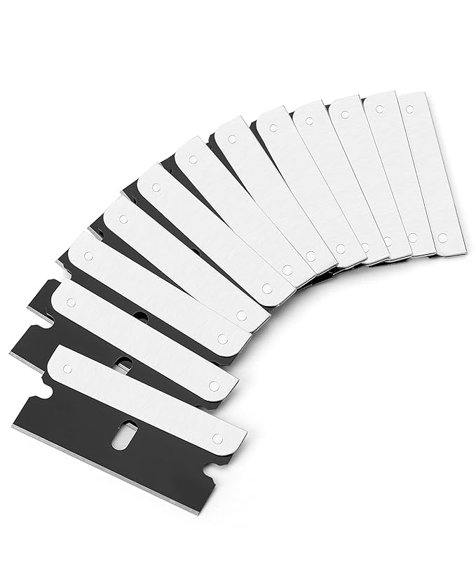 Bates Single Edge Razor Blades - 50 Pack, Black, Straight Edge for Scraper