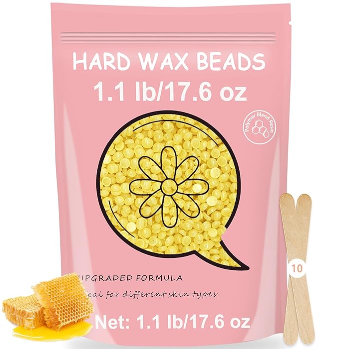 Wax Beads for Hair Removal, Bouvetan 1.1 lb Brazilian Hard Wax Beads for Bikini, Face, Eyebrow, Back, Chest, Legs, Armpit, Coarse Hair At Home Waxing Beads for Women Men (Honey)