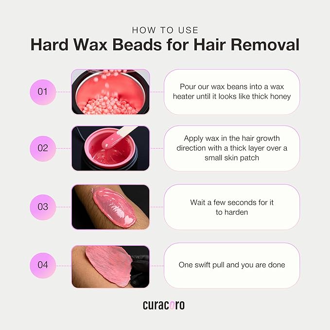 Curacoro Italian Wax Beans - 200g Hard Wax Beads for Full Body Hair Removal on Face, Body, Brazilian, Bikini, Legs, Underarms, Skin-Friendly Waxing Beads for Women & Men, Made in Italy (Orange)