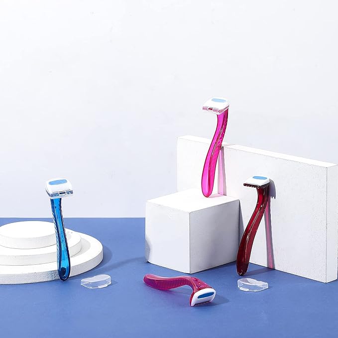 Honoson 12 Pcs Disposable Bikini Razors for Women Bikini Line Trimmer Shaver Small T Type Razor Durable Travel Accessories Pubic Hair Removal Beauty for Body Cosmetic Tool(Dark Blue, Rosy, Dark Pink)
