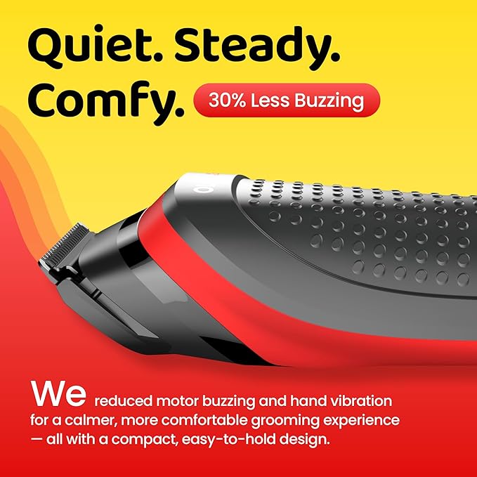Electric Beard Trimmer for Men,Nose Hair Trimmer & Electric Razor 10-in-1 Grooming Kit Cordless Shaver Gift-Ready for Men(Red)